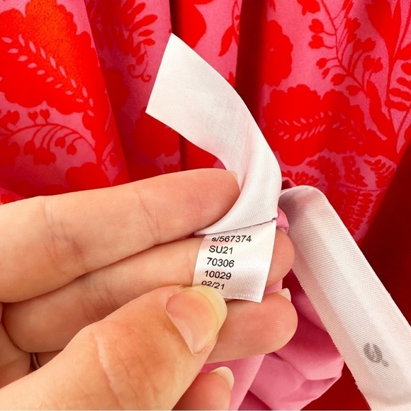 Ann Taylor Womens Small Pink Red Short Sleeve Cinched Waist Dress - Picture 6 of 7